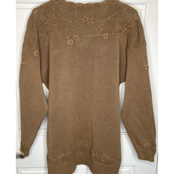 Vintage 90s Express Boho Embroidered Floral V-neck Sweater Sz L Cottagecore Y2K - Picture 11 of 16